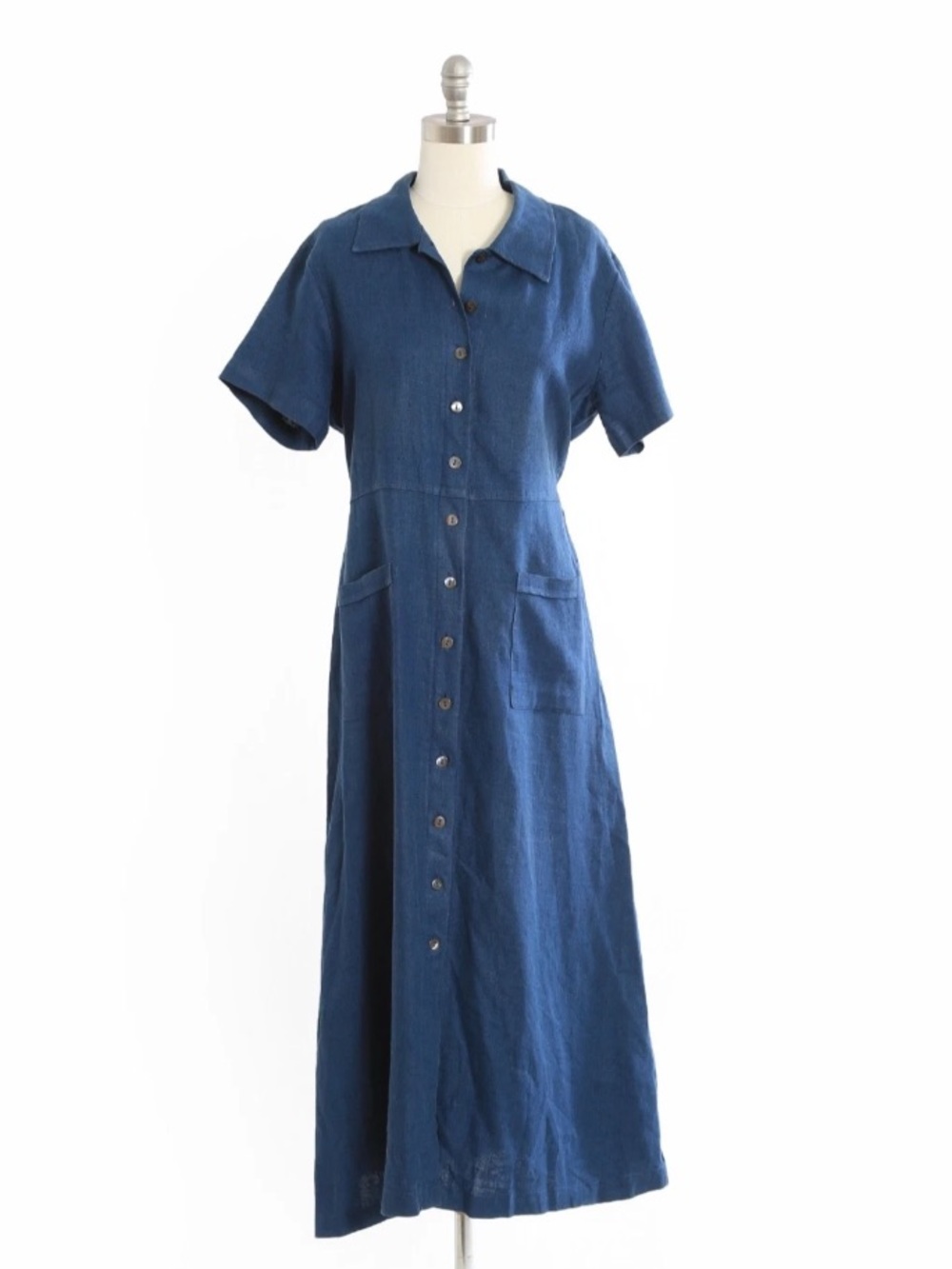 Freeport Studio Navy Blue 100% Linen dress Sz. L